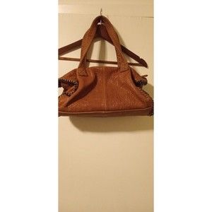 Zara Woman Brown Leather Sheepskin Bag Purse Gun Metal Detail Boho Chic